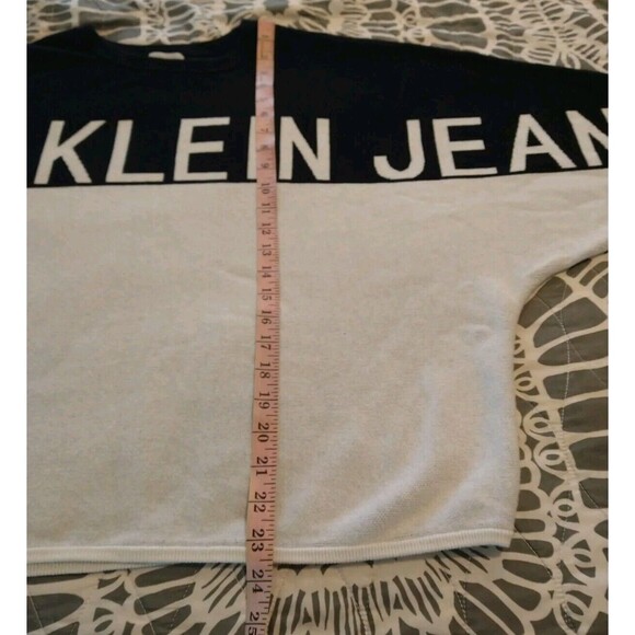 CALVIN KLEIN - WOMEN'S BLACK WHITE COLOR BLOCK LOGO SWEATER - SZ XL - Picture 4 of 7